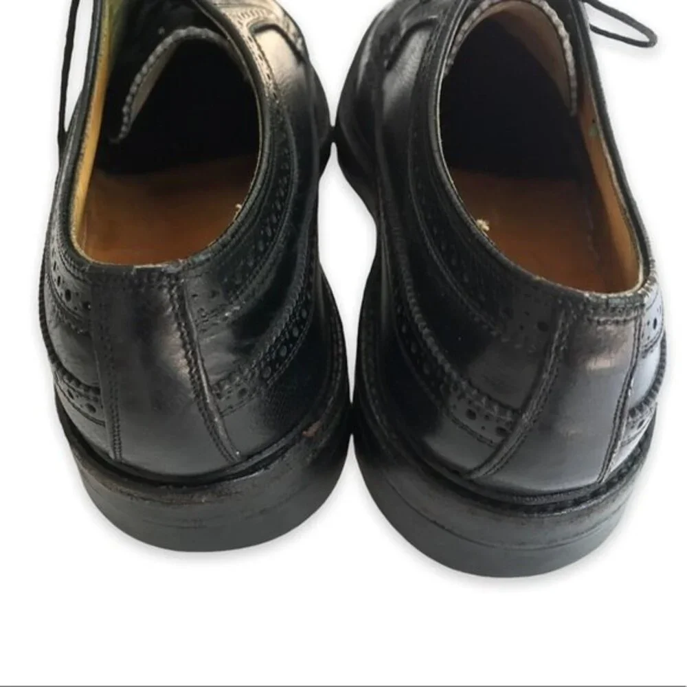 Vintage Florsheim Imperial Longwing Leather Wing Tip Black Mens Size 9D Shoes